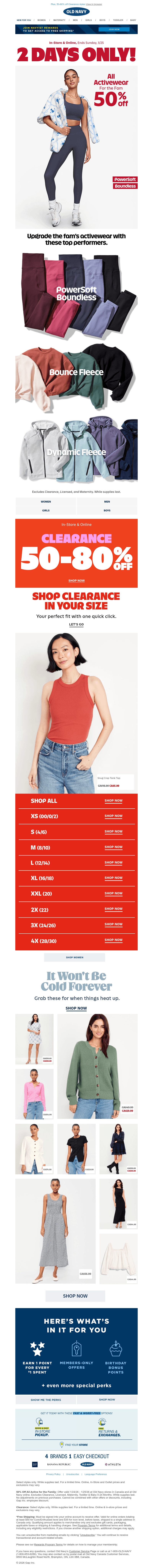 Email from Old Navy CA