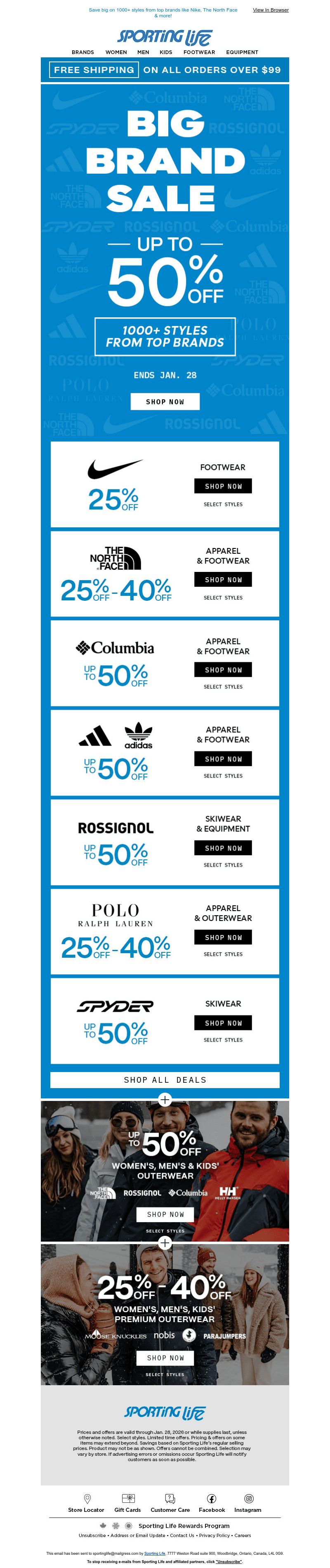 Email from Sporting Life